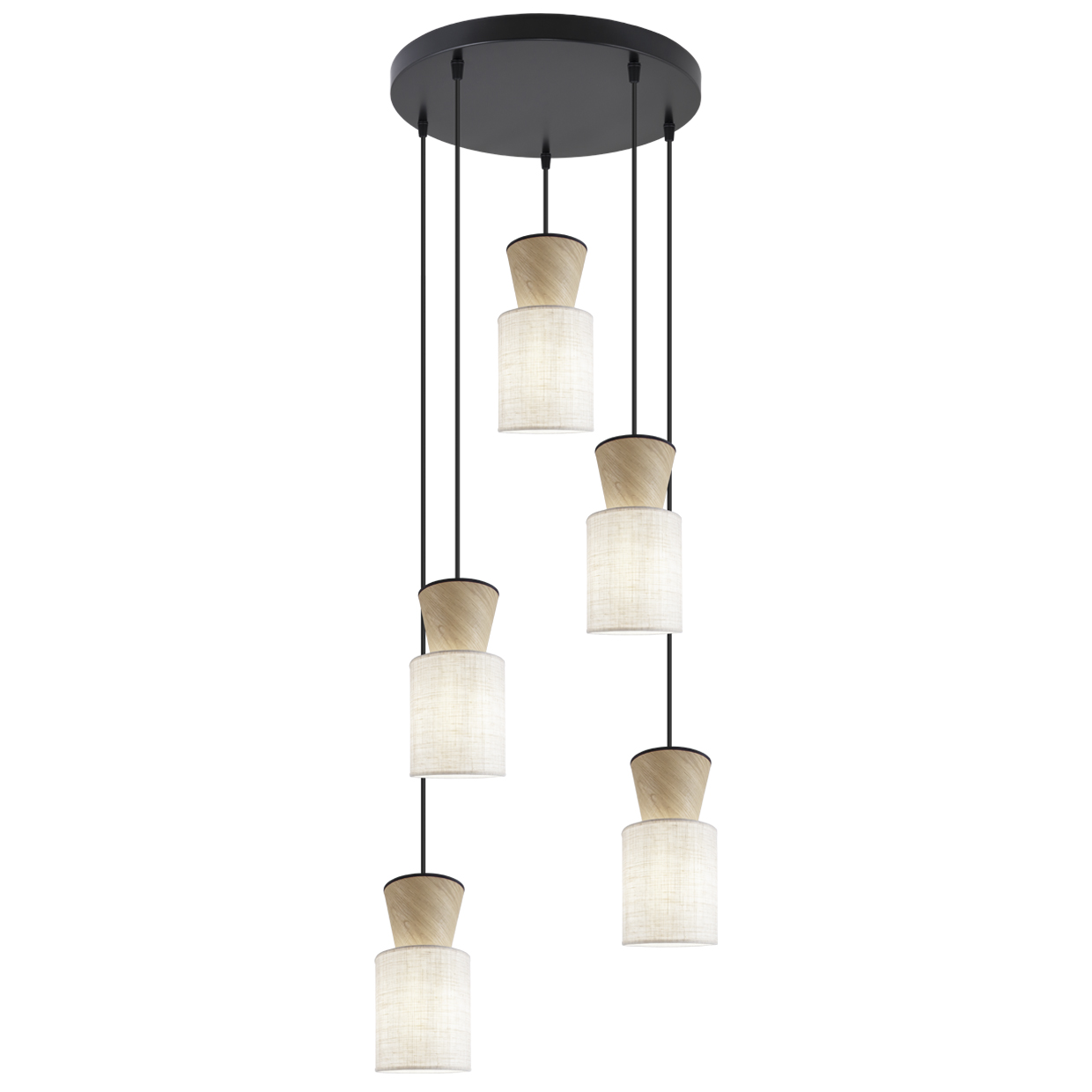 COLGANTE 5L AOSTA BEIG/MADERA 5 X 60W E-27