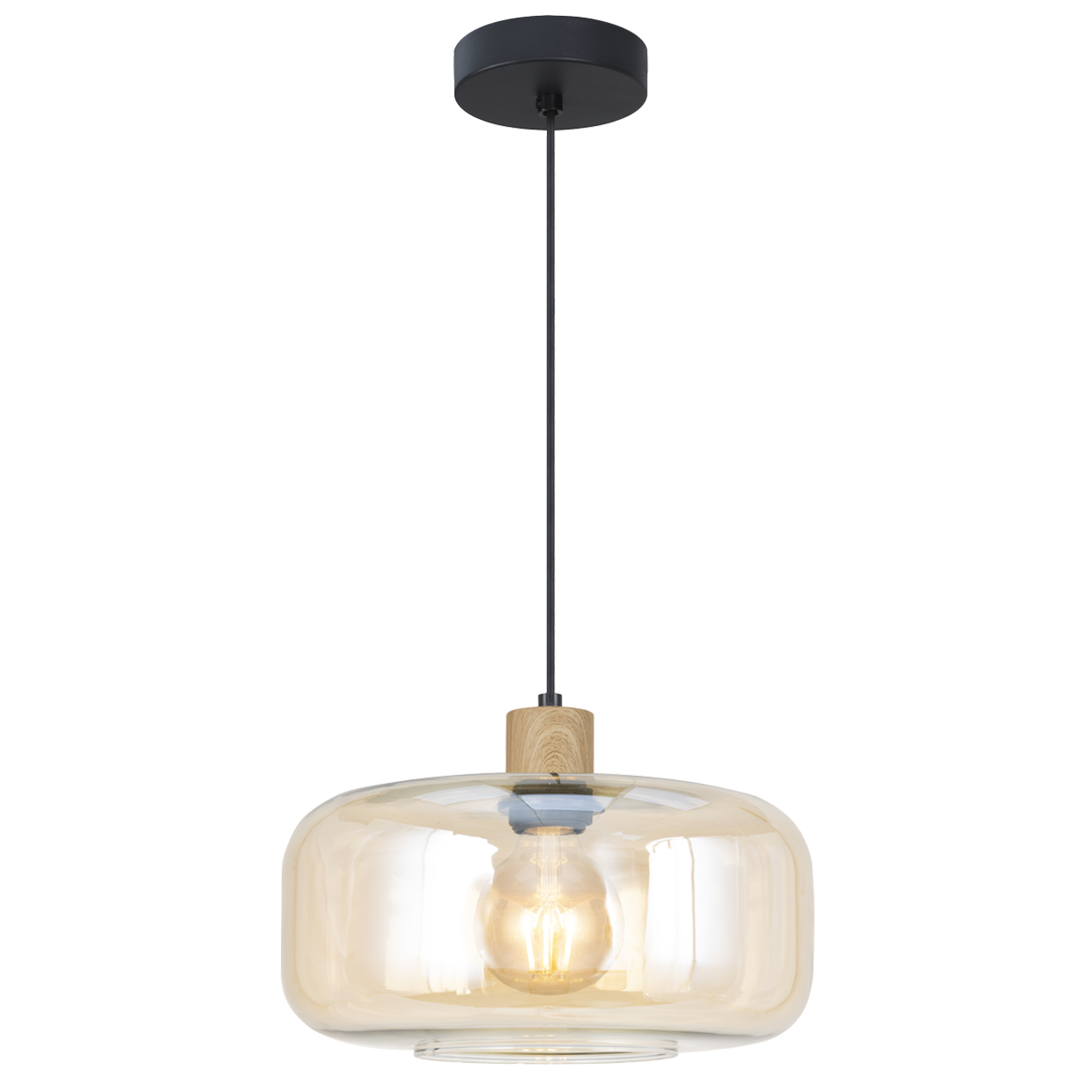 COLGANTE 1L CAIRA NEGRO/AMBAR 1 X 60W E-27